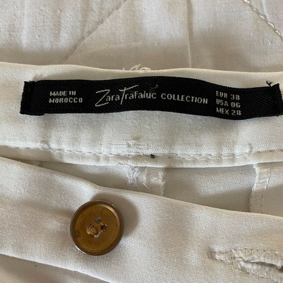 Zara Womens White Mid Rise Slim Capri Pant Size 10 - Picture 8 of 11